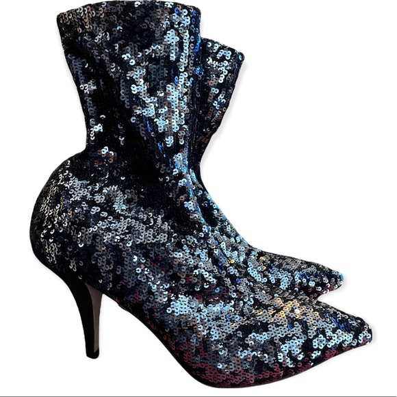 Authentic Valentino- Boots Sequin Liquid Metal Glo - Picture 9 of 12